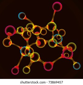 Vector color molecule over dark