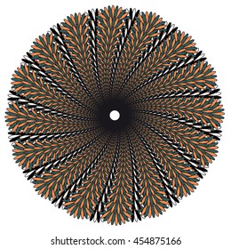 Vector color monochrome mandala. Contour spirograph, patterned design element, ethnic amulet. Doodling style.