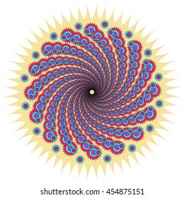 Vector color monochrome mandala.Contour spirograph, patterned design element, ethnic amulet. Doodling style.