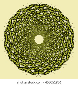 Vector color monochrome mandala.Contour spirograph, patterned design element, ethnic amulet. Doodling style.
