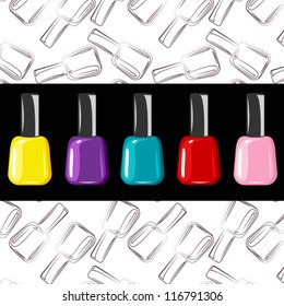 Vector color nail polish on seamless pattern