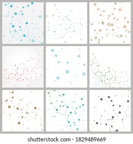 Vector color network connection and DNA atom