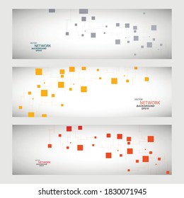 Vector color network connection and DNA atom