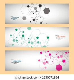 Vector color network connection and DNA atom