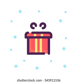 Vector color outline icon present gift