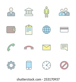 vector color outline various social network icons set 