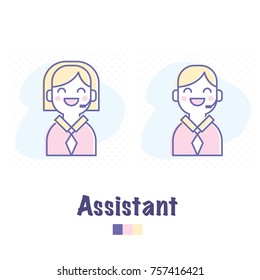 Vector color outlined flat icon of online personal assistance service. Customer help and support, call center symbol for web and mobile design