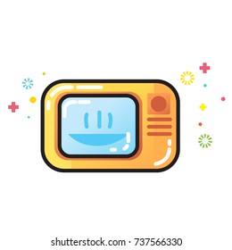 Vector color outlined isolated on white flat icon of kitchen microwave equipment