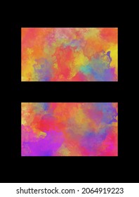 Vector color paint banner collection isolated on black background. Hand drawn abstract paint brush strokes set. Watercolor elements.