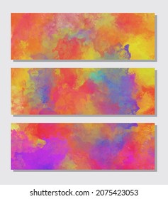Colección de banner de pintura de color vectorial aislada en fondo blanco. Juego de trazos de pincel abstracto dibujado a mano. Elementos de acuarela.