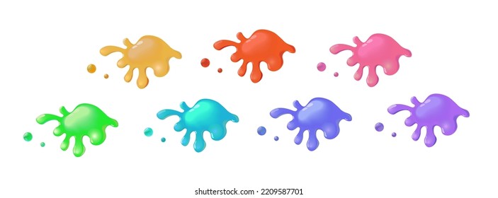 Vector Color Paint Splashes, collection of artistic grungy paint drops.