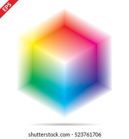 Vector color palette. 1261 different colors in 2791 small hexagons.