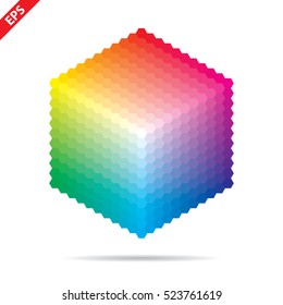 Vector color palette. 331 different colors in small hexagons.