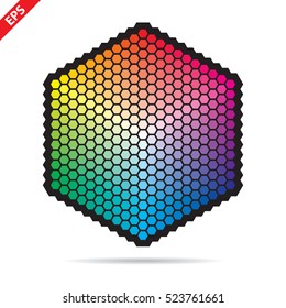 Vector color palette. 331 different colors in small hexagons.