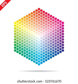 Vector color palette. 331 different colors in small hexagons.