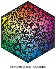 Vector color palette. Many different color circles in shape of hexagon pattern