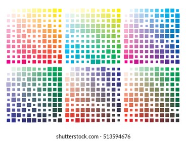 Vector color palette on A4 format, paper size 297 x 210 mm. Details chaotically scaled
