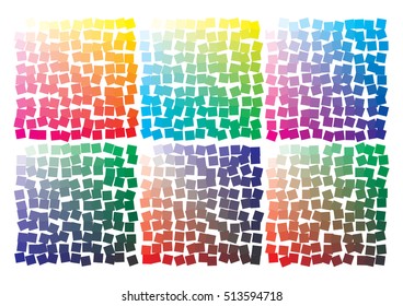 Vector color palette on A4 format, paper size 297 x 210 mm. Details chaotically scattered
