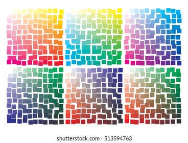 Vector color palette on A4 format, paper size 297 x 210 mm. Details chaotically moved
