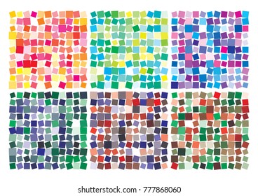 Vector color palette on A4 format, paper size 297 x 210 mm. Details chaotically rotated and scattered