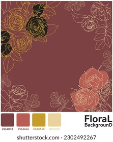 Vector con paletas de color fondo floral