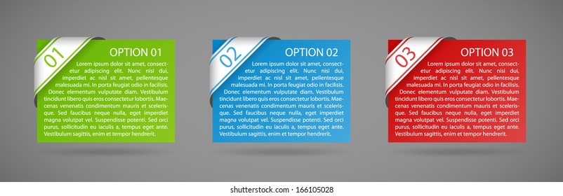 vector color paper option labels with number of option on ribbon