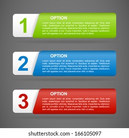 vector color paper option labels with number of option on ribbon