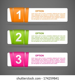 vector color paper option labels with number of option on ribbon