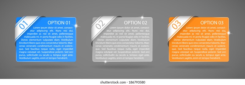 vector color paper option labels with number of option on ribbon