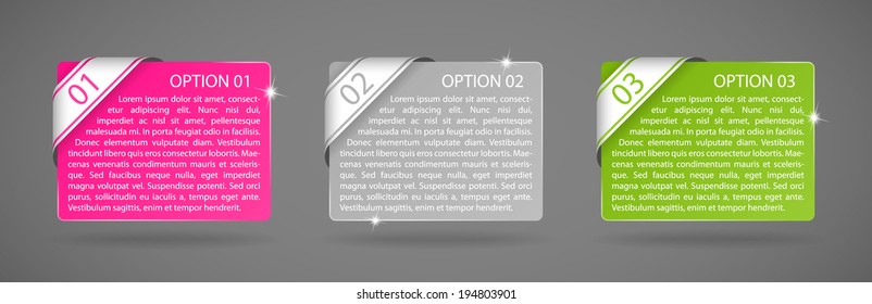 vector color paper option labels with number of option on ribbon