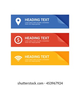 Vector color paper page curl web banner background