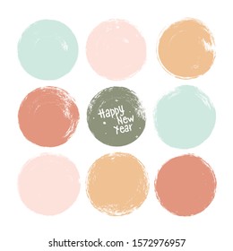 Vector color pastel brush stroke background for business.Happy New Year icon.