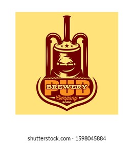Vector color pattern with brewing machine in retro style.