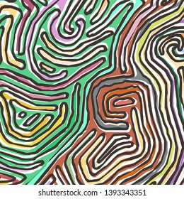 Vector color pattern, curved lines, colorful grunge background. Abstract dynamical rippled surface, illusion of movement, curvature, stone texture