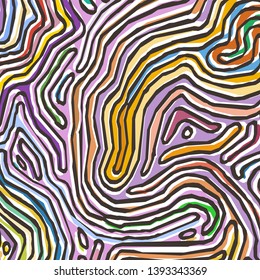 Vector color pattern, curved lines, colorful grunge background. Abstract dynamical rippled surface, illusion of movement, curvature, stone texture