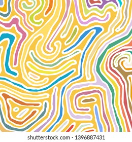 Vector color pattern, curved lines, colorful grunge background. Abstract dynamical rippled surface, illusion of movement, curvature, stone texture