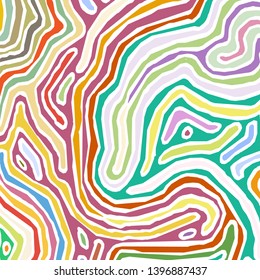 Vector color pattern, curved lines, colorful grunge background. Abstract dynamical rippled surface, illusion of movement, curvature, stone texture