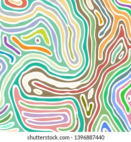 Vector color pattern, curved lines, colorful grunge background. Abstract dynamical rippled surface, illusion of movement, curvature, stone texture