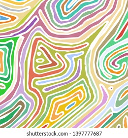 Vector color pattern, curved lines, colorful grunge background. Abstract dynamical rippled surface, illusion of movement, curvature, stone texture
