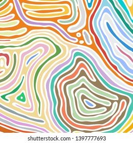 Vector color pattern, curved lines, colorful grunge background. Abstract dynamical rippled surface, illusion of movement, curvature, stone texture