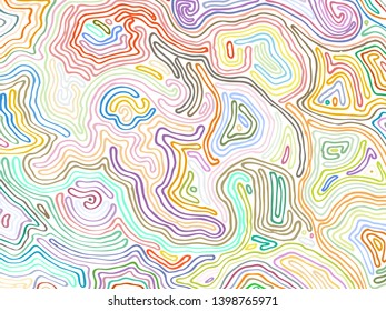 Vector color pattern, curved lines, colorful grunge background. Abstract dynamical rippled surface, illusion of movement, curvature, stone texture