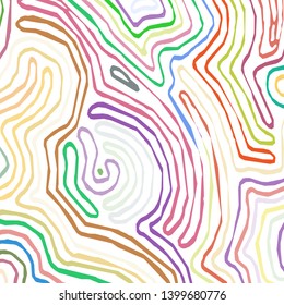 Vector color pattern, curved lines, colorful grunge background. Abstract dynamical rippled surface, illusion of movement, curvature, stone texture