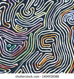 Vector color pattern, curved lines, colorful grunge background. Abstract dynamical rippled surface, illusion of movement, curvature, stone texture