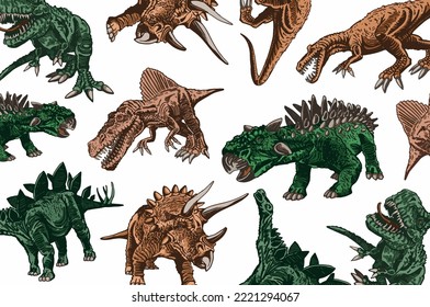 Vector color pattern with dinosaurs, stylish dino cover for fabric, postcards, wallpapers,graphical vector illustration. Animals background design	