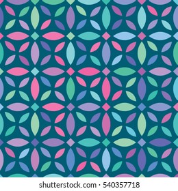 Vector color pattern. Geometric leaves flowers background