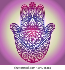 Vector Color Pattern Hamsa Illustration