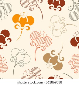 Vector color pattern with repetition of flower blossoms. Seamless background
