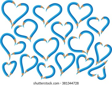 vector color pencil with heart shape set