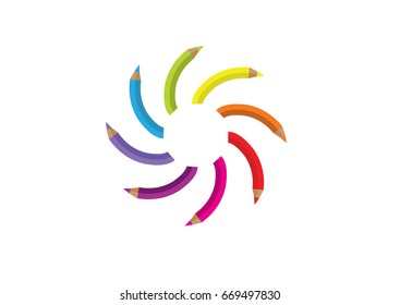 vector color pencil logo design