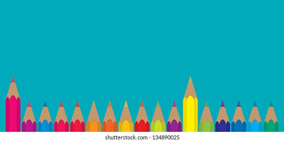 vector color pencil on green background